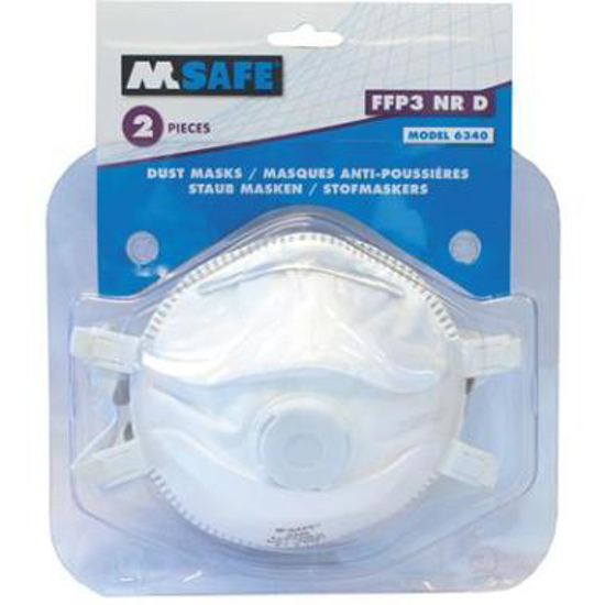 Afbeeldingen van M-Safe 6340 stofmasker FFP3 NR D met uitademventiel in blisterverpakking (1 SET)