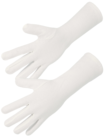 Afbeeldingen van Beschermende handschoenen van gebleekt katoen. Zware versie. Lengte 35 cm. (10 PA)